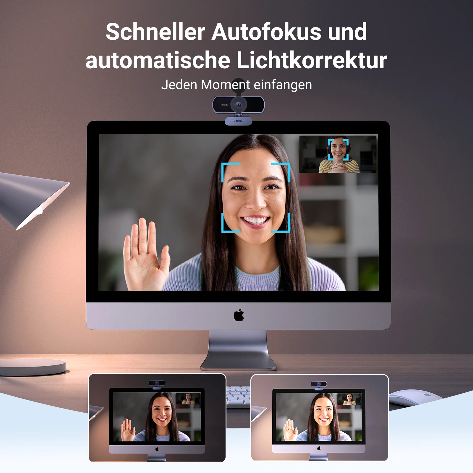 UGREEN USB Webcam 2K HD Mini Webcam For Laptop Computer Web Camera Dual Microphones for Youtube Zoom Video Calling 30fps web cam