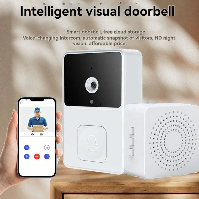 ABUN-Video Wireless Smart Doorbell Kit Wifi Video Doorbell Camera Night Vision Two-Way Audio Cloud Storage Security Doorbell