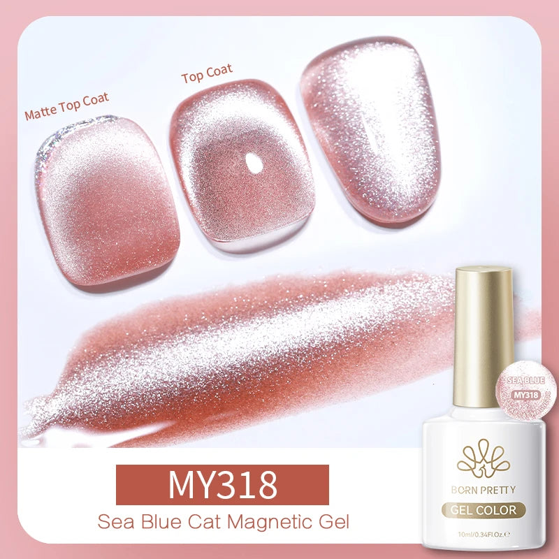 BORN PRETTY 10ml Silver Water Light Cat Magnetic Gel Nail Polish Nail Supplies Vernis Semi Permanent Gel for Fall Winter Nails