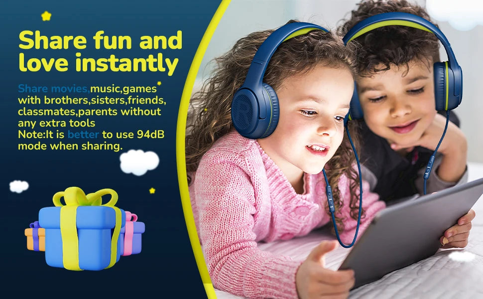 1/2/3Pcs AWATRUE AT2 Kids Headphones Wired Toddler Headsets with Mic Over-Ear Headphone Foldable on-Ear Design for PC,Laptop