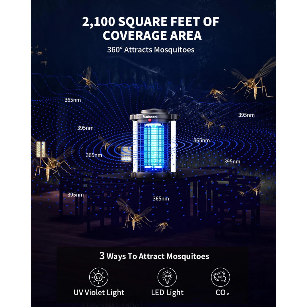 High Effective Bug Zapper Outdoor Mosquito Zapper with Dual LED Light, 4200V Fly Zapper, 15W Electric Fly Trap, IPX4 Insect Trap