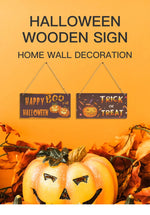 Putuo Decor Halloween Wooden Hanging Pendant Door Sign Pumpkin Ghost Bat Swith Greeting Doorplate Wood Crafts Happy Halloween Da