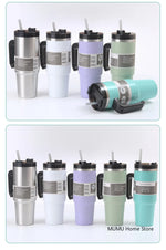 20oz/30oz Stainless Steel Car Thermos Bottle Travel Sports Water Bottle Large Capacity with Handle Straw Mug Outdoor Coffee Cup