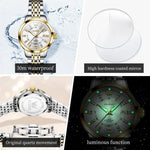 OLEVS 3620 Womens Watches Original Brand Elegant Fashion Quartz Wirtwatch For Ladies Waterproof Luminous Diamond Scale Reloj