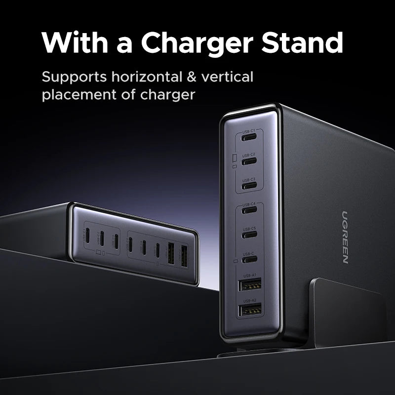 UGREEN 200W GaN Charger 8 in 1 Desktop USB C Charging Station Stand For Macbook Laptops iPhone 16 15 Pro Xiaomi Samsung Tablets