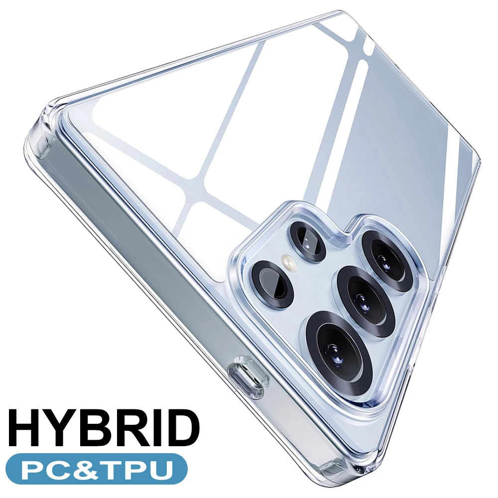 Shockproof Hard Case For Samsung Galaxy S25 Ultra S25+ Plus Hybrid Crystal Clear Acrylic Cover For S25ultra 25 Silicone Soft She