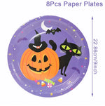 Halloween Pumpkin Black Cat Disposable Tableware Set Halloween Party Decor Kids Favors Trick or Treat  Paper Plates Cup Napkins