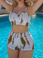 2025 High Waist Drawstring Front Bikini Set – Women's Swimsuit Swimwear Beachwear