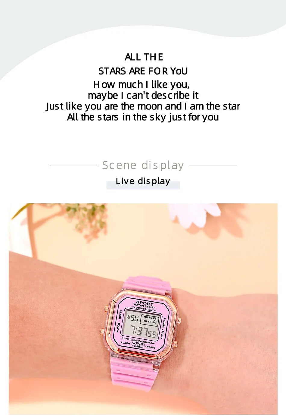 New Fashion Digital Student Transparent Electronic Watch Candy Multicolor LED Women Men Sports Waterproof Watches Clock Gift