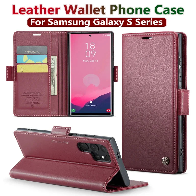 Magnetic Flip Wallet Cards Leather Magsafe Case for Samsung Galaxy A06 A16 A55 A35 A25 15 05S S25 S24 S23 22 Ultra Plus FE Cover
