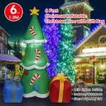 Christmas Inflatable Decorations - Branch Snowman, Santa Claus, Gingerbread Man, Gift Bag Snowman LED Light Lawn Decorations