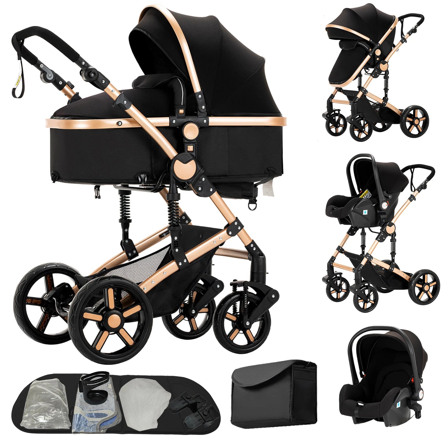 Baby Stroller Light Stroller for Newborn pushchair prams Baby Carriage 3 in 1 baby car seat Foldable Stroller with Mommy Bag
