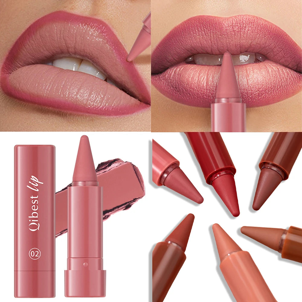 Twist Up Lip Liner Lipstick Pen Multipurpose Powder Blusher Velvet Matte Waterproof Lip Contour Non Stick Cup Lip Rouge Makeup