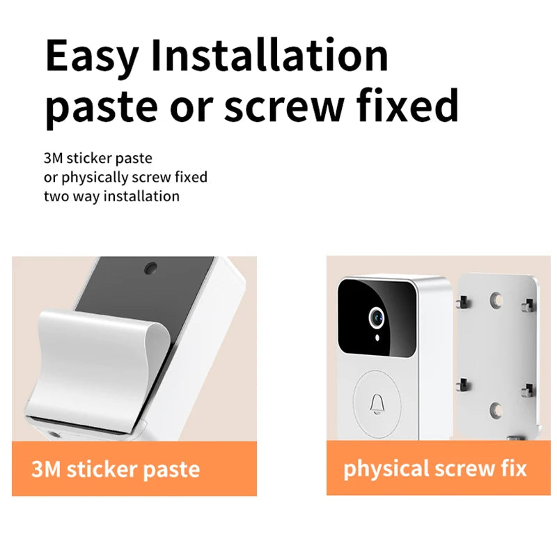 WiFi Video Doorbell 1080P HD Visual Wireless Smart Security Doorbell Camera IR Night Vision 2-Way Audio Real-Time Monitoring