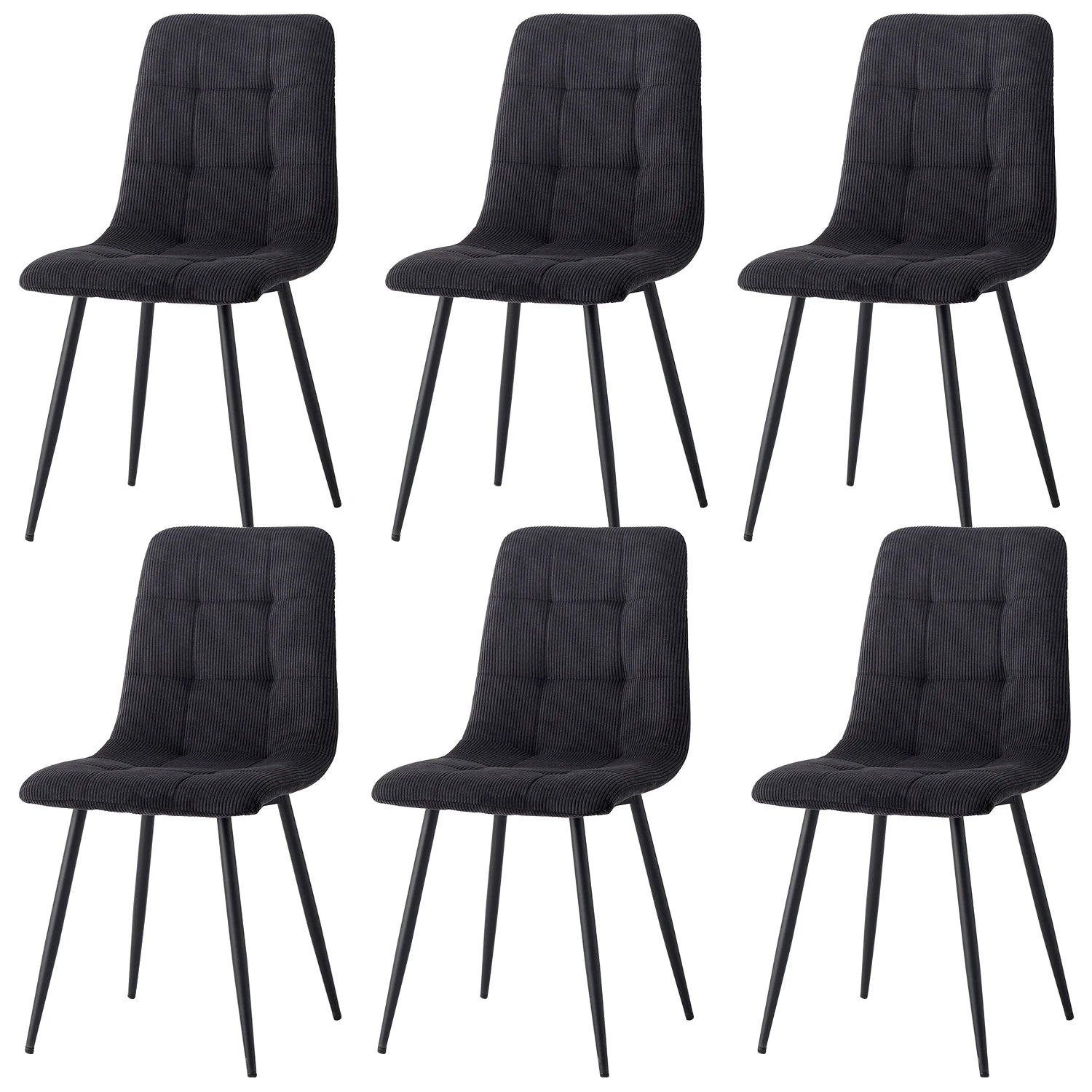 Set of 2/4/6 Modern Dining Chairs Upholstered Padded Corduroy Fabric Chairs Metal Legs for Restaurant  Dining Room
