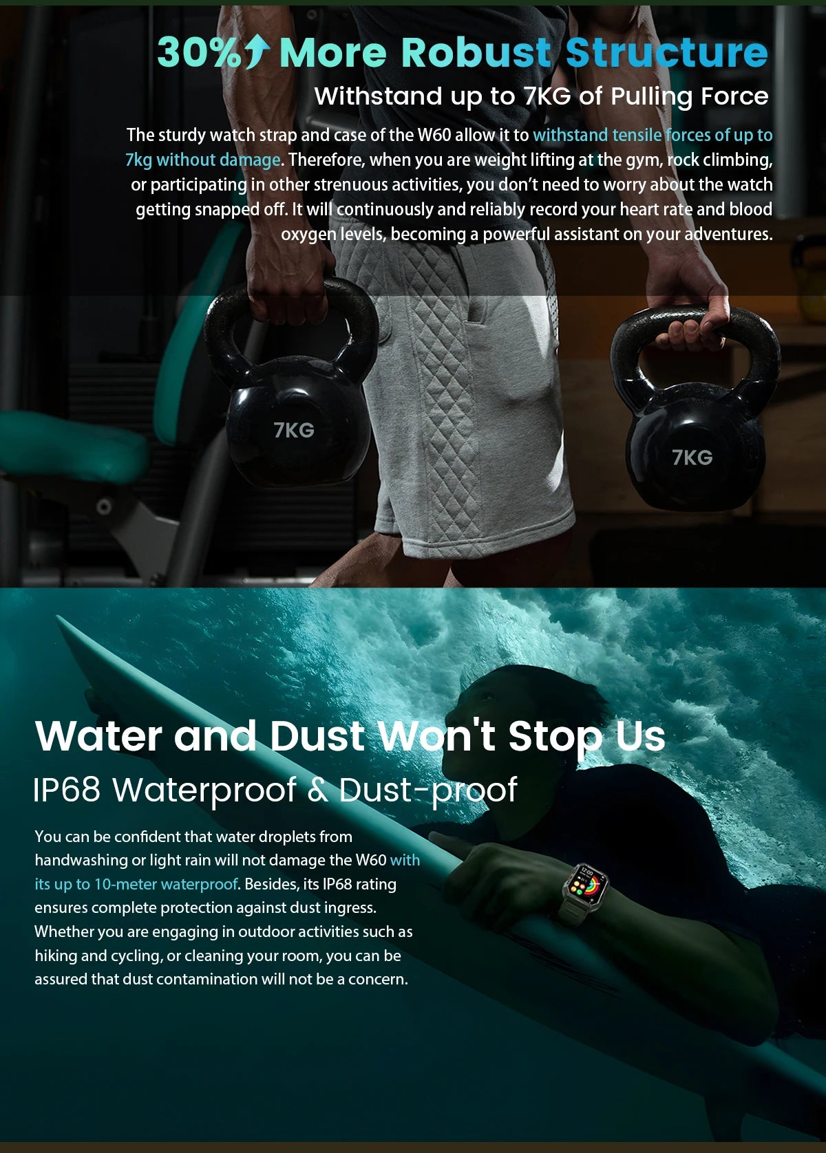 Blackview W60 2024 New Smartwatch 2.01'' HD Display TFT Rugged Smart Watch for Outdoor With Emergency Lighting Bluetooth Calling