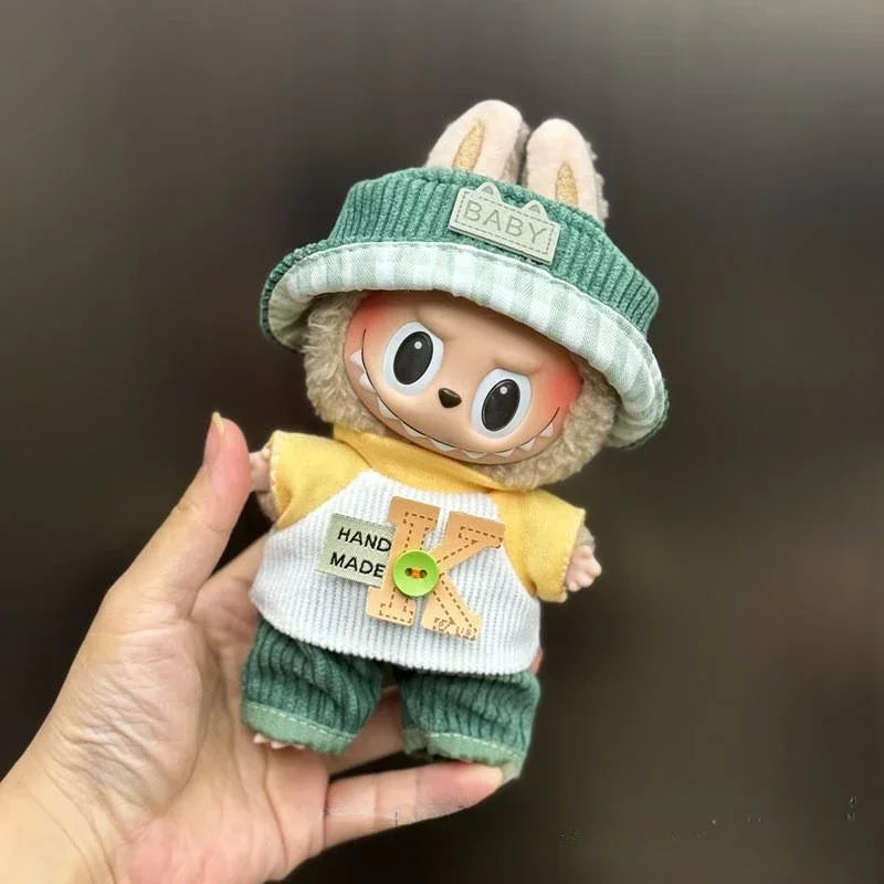 Mini Plush Doll'S Clothes Outfit Accessories For Korea Kpop Exo 15-17cm Labubu Idol Overalls set Clothing Gift
