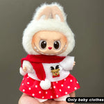 17cm Mini Plush Doll'S Clothes Outfit Accessories For Korea Kpop Labubu V1 V2 V3 Christmas onesie hat set Clothing