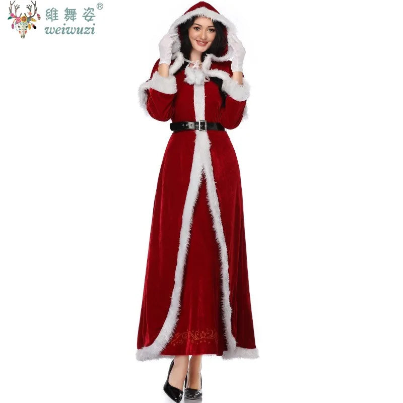 Christmas Costume Deluxe Suit Adult Women Cosplay Costume Santa Claus Funny Xmas Outfit New Year Party Fancy Clothing Premium