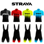 2024 Strava Cycling Jersey Set Short Sleeve for Men's Anti-UV Bike Cycling Jersey Set Bicycle Pro Team Summer Cycling Clothing