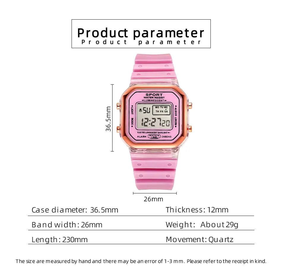 New Fashion Digital Student Transparent Electronic Watch Candy Multicolor LED Women Men Sports Waterproof Watches Clock Gift