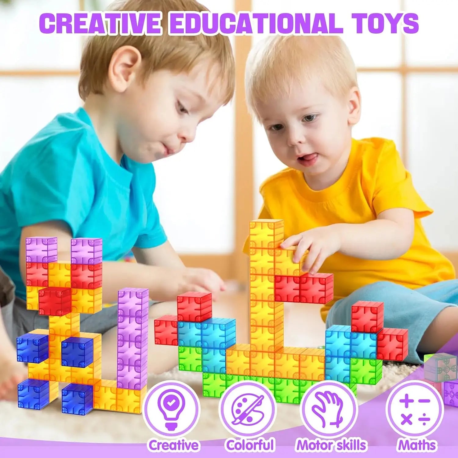 Magnetic Building Blocks Toy Transparent Magnetic Cubes Construction Set Preschool STEM Educational Sensory Toys Gift