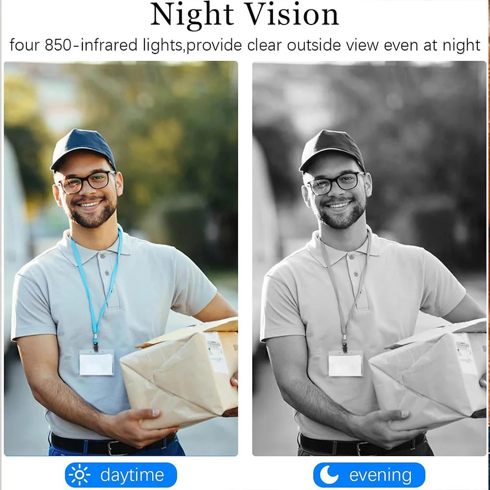 WiFi Wireless Doorbell Camera with Chime Smart Video Night Vision Indoor Security Two-Way Intercom Door Bell for Home Office