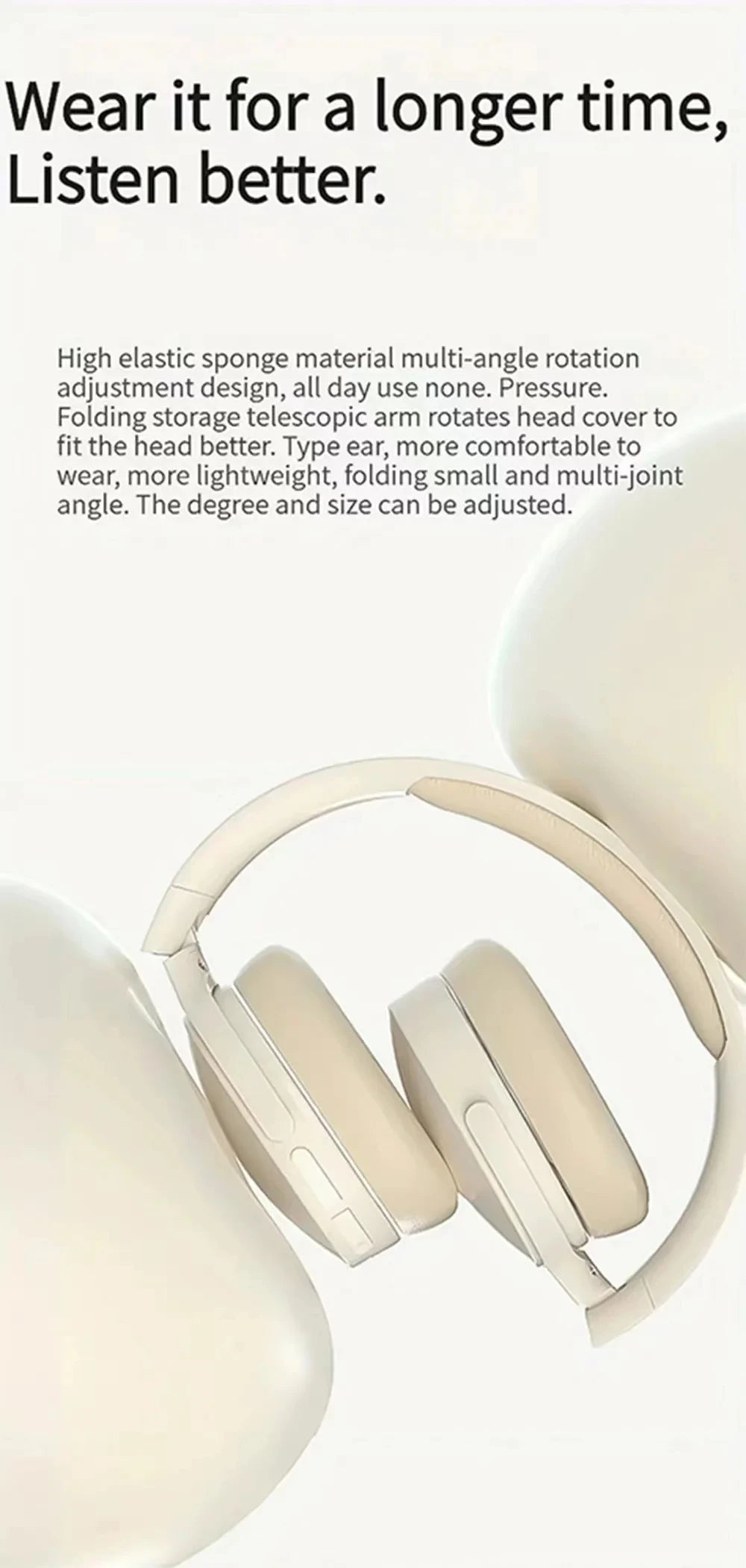 Xiaomi New Fashion Wireless Bluetooth Headphones Over Ear 9D HIFI Stereo Headsets True Sports With Earphones TF/AUX Music Player