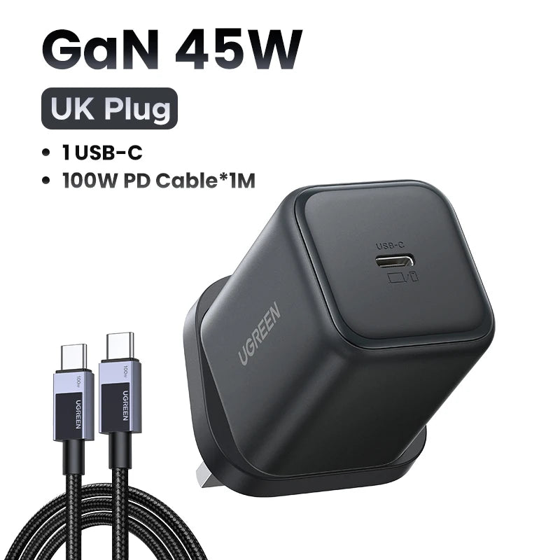 UGREEN 45W GaN Charger PD3.0 PPS QC3.0 Quick Charge For Samsung S25 S24 Ultra iPhone 17 16 15 Pro Max iPad Tablet Fast Charger