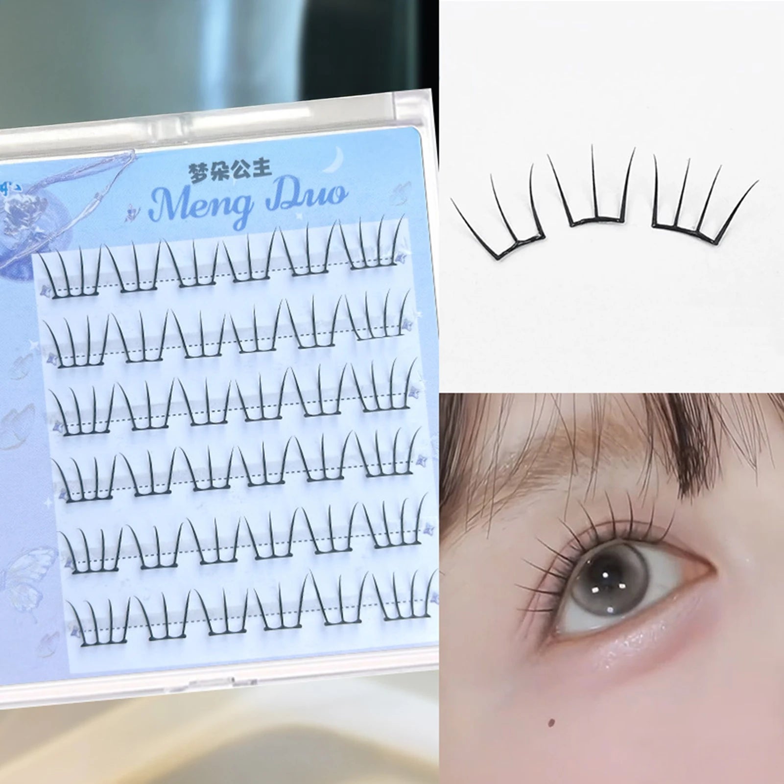 Self Adhesive Individual Eyelashes No Glue Needed Fluffy Cluster Eyelash Korean Fashion Manga Lash Extension for Daily Makeup