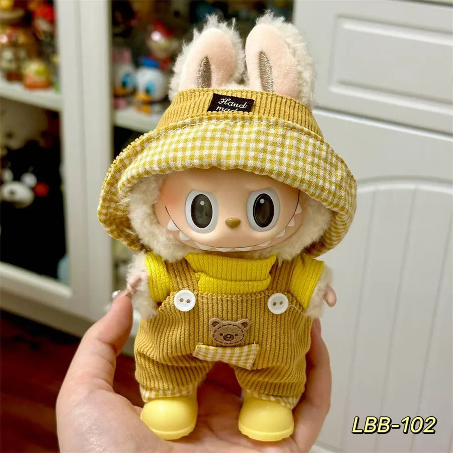 Cute Mini Plush Doll Clothes for 17cm Labubu Many Kinds of Overalls Clothes Accessories
