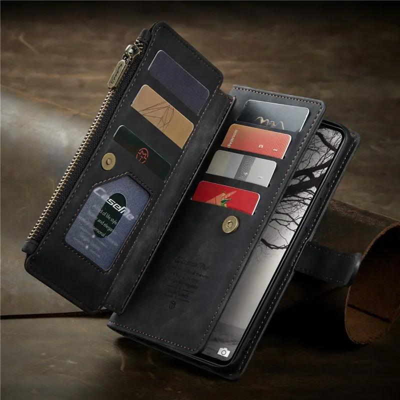 Business Flip Leather Case For Samsung Galaxy A56 A36 A16 A55 A35 A25 A15 A54 A34 A14 A53 A33 A13 A52 Zipper Wallet Card Cover