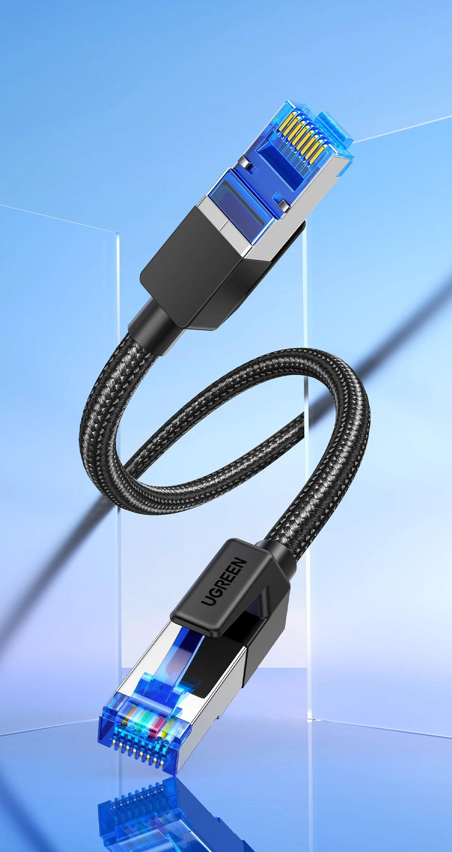 UGREEN CAT8 Ethernet Cable 40Gbps 2000MHz CAT 8 Networking Cotton Braided Internet Lan Cord for PC Laptop PS5 4 RJ45 Cable