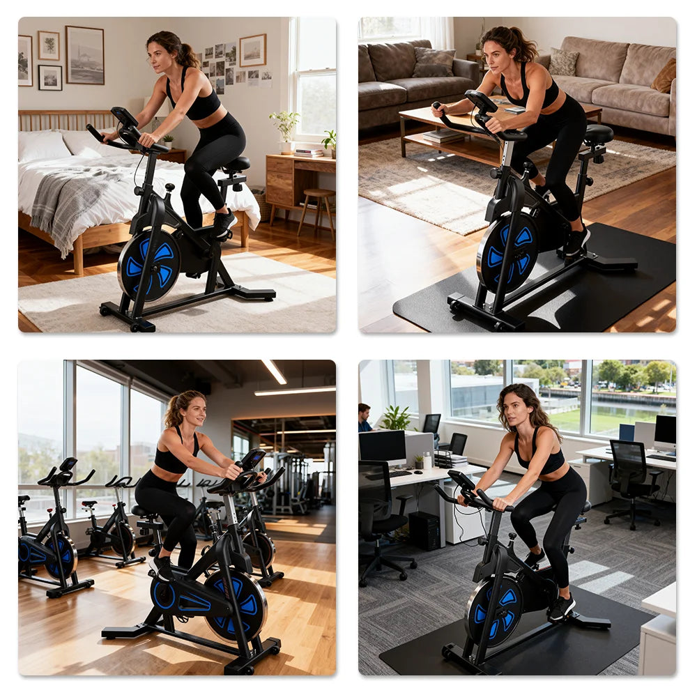 Formill QK116 Indoor Magnetic Spinning Bike, 6KG Flywheel Home Exercise Bike with LCD Display, Adjustable Resistance, Quiet Belt