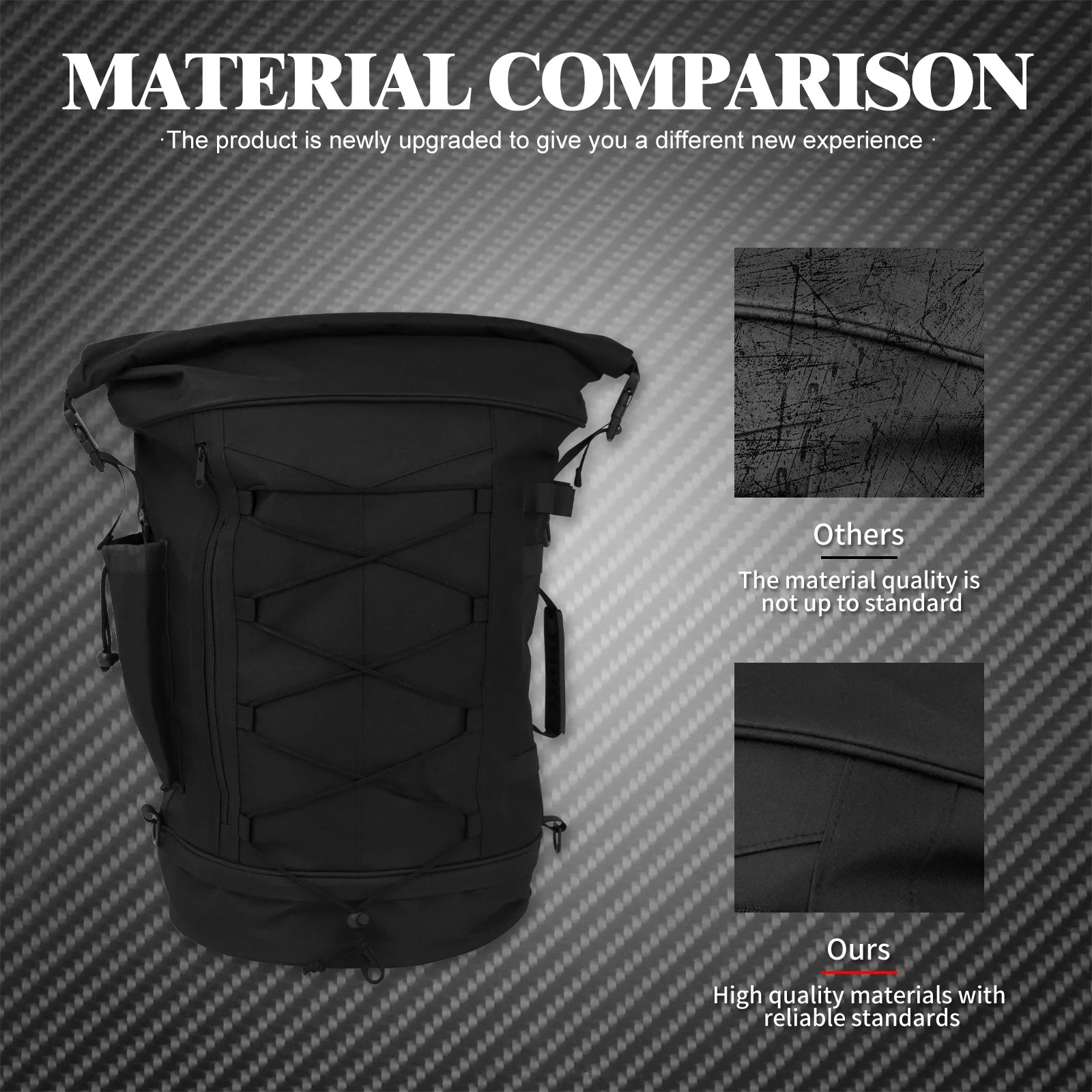 Motorcycle 50L Luggage Backpack Multifunction Tail Rack Bag Travel Outdoor Sports Expandable Sissy Bar Backrest Bag With Straps