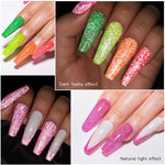 MEET ACROSS 7ml Pink Fluorescent Reflective Gel Nail Polish Glitter Neon Semi Permanent UV LED Gel Nail Art Varnish Manicure