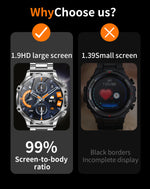 AK75 Smart Watch Flashlight 1.9inch Men Outdoors Sports Fitness Tracker 700mah Large Battery BT Calling LED Light Smartwatch