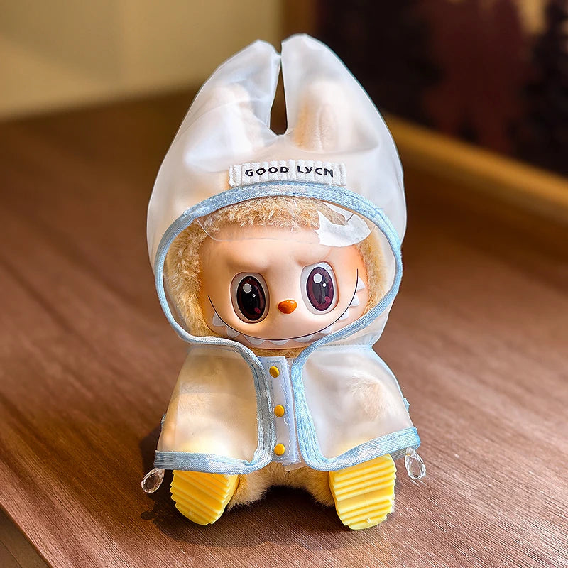 15-17cm Labubu Doll Clothes Dolls Raincoats Waterproof Rain Boots Shoes Set Clothing for Labubu Outfit Match Accessories Toys