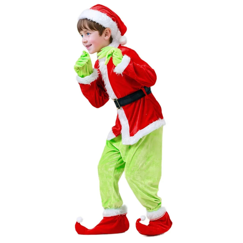 Christmas Party Role Costume Red and Green Holiday Dress Up Outfit