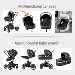 3 in 1 Lightweight High Landscape Baby Stroller Cart Carriage for Newborn Luxury Pushchair