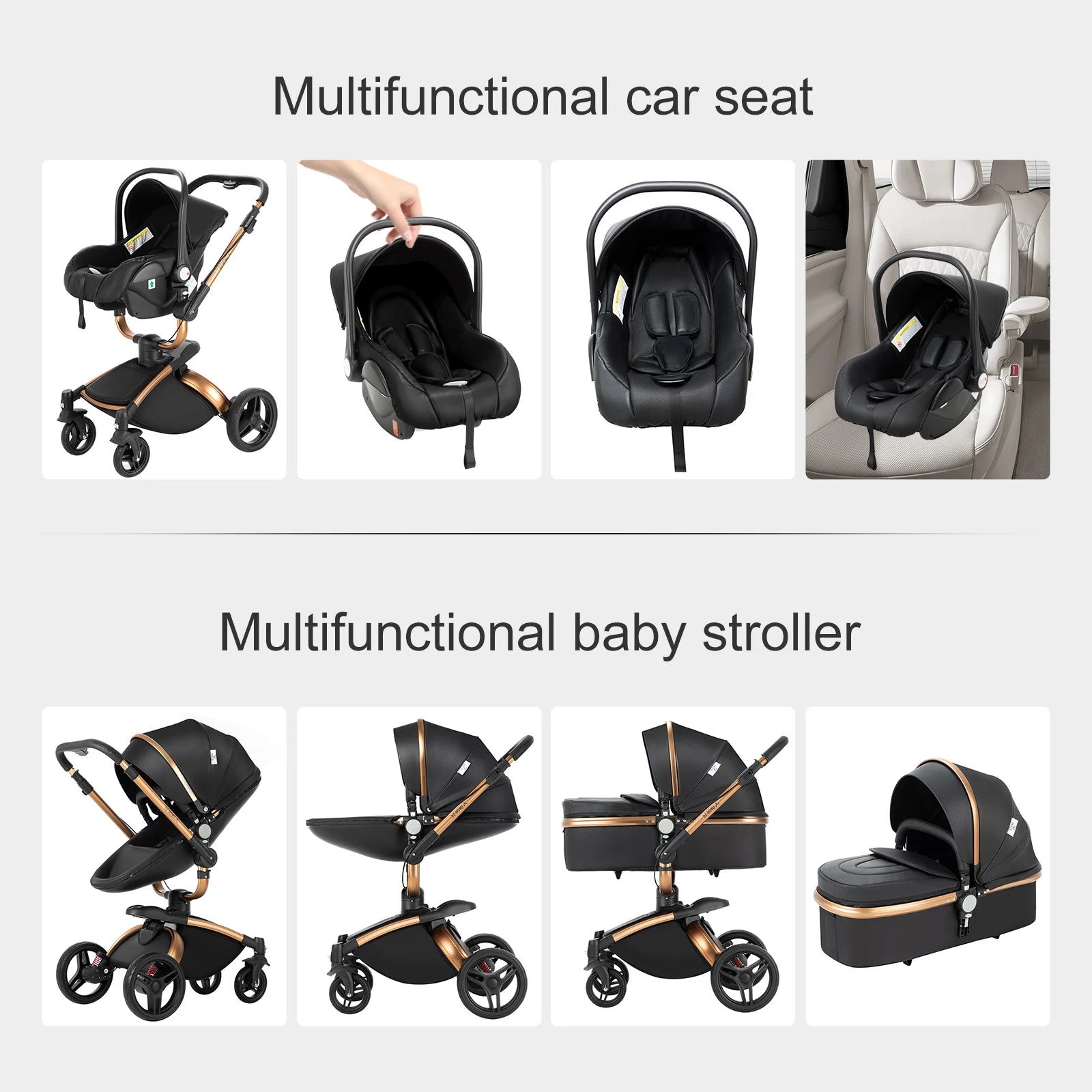 3 in 1 Lightweight High Landscape Baby Stroller Cart Carriage for Newborn Luxury Pushchair