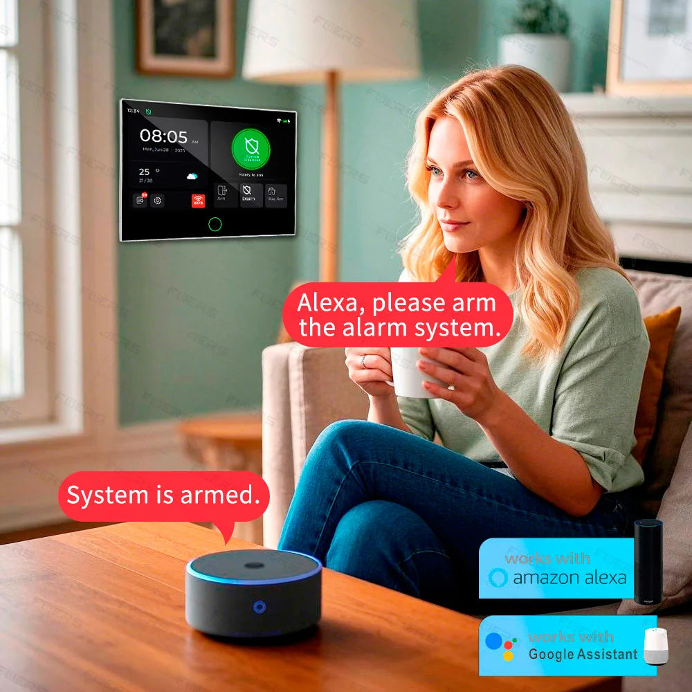 FUERS 7 Inch TFT Screen 4G Tuya Smart Home Security Alarm System G70 GSM WiFi Wireless Home Burglar Security Alarm System