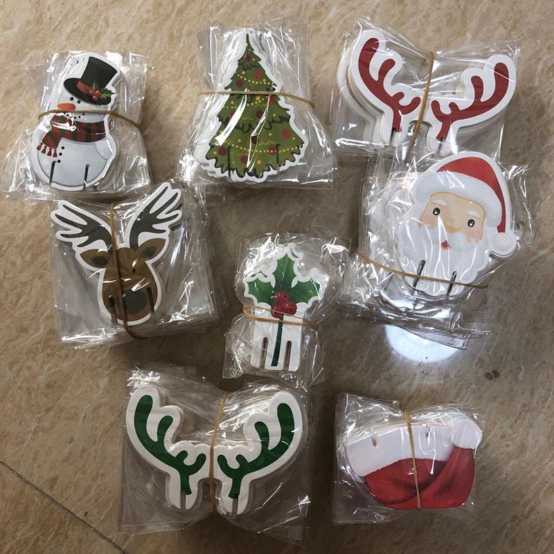 10pcs Santa Claus Snowman Tree Wine Glass 2024 Merry Christmas Decorations For Home Table Place Cards Xmas Gift New Year Party