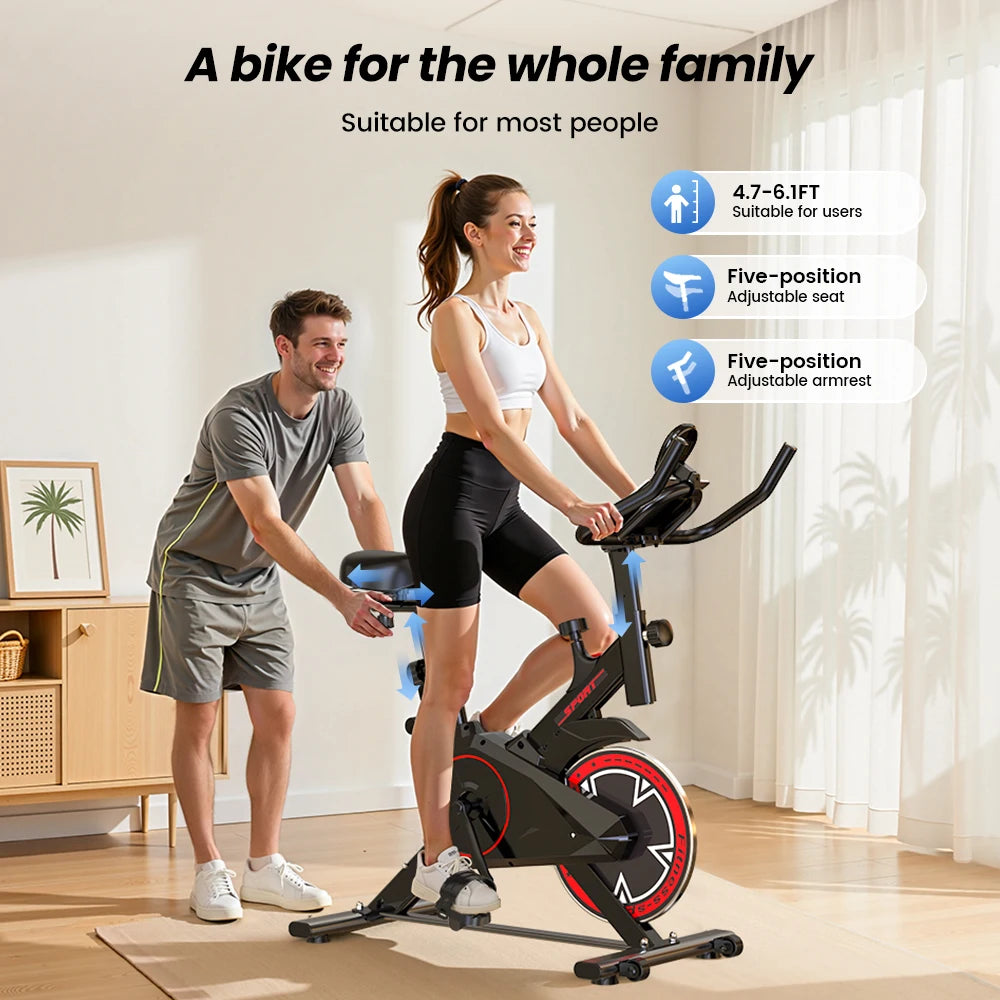 Indoor Exercise Bike 4kg Flywheel Quiet Belt Drive Spin Bike with Adjustable Resistance & LCD Display for Home Cardio Training