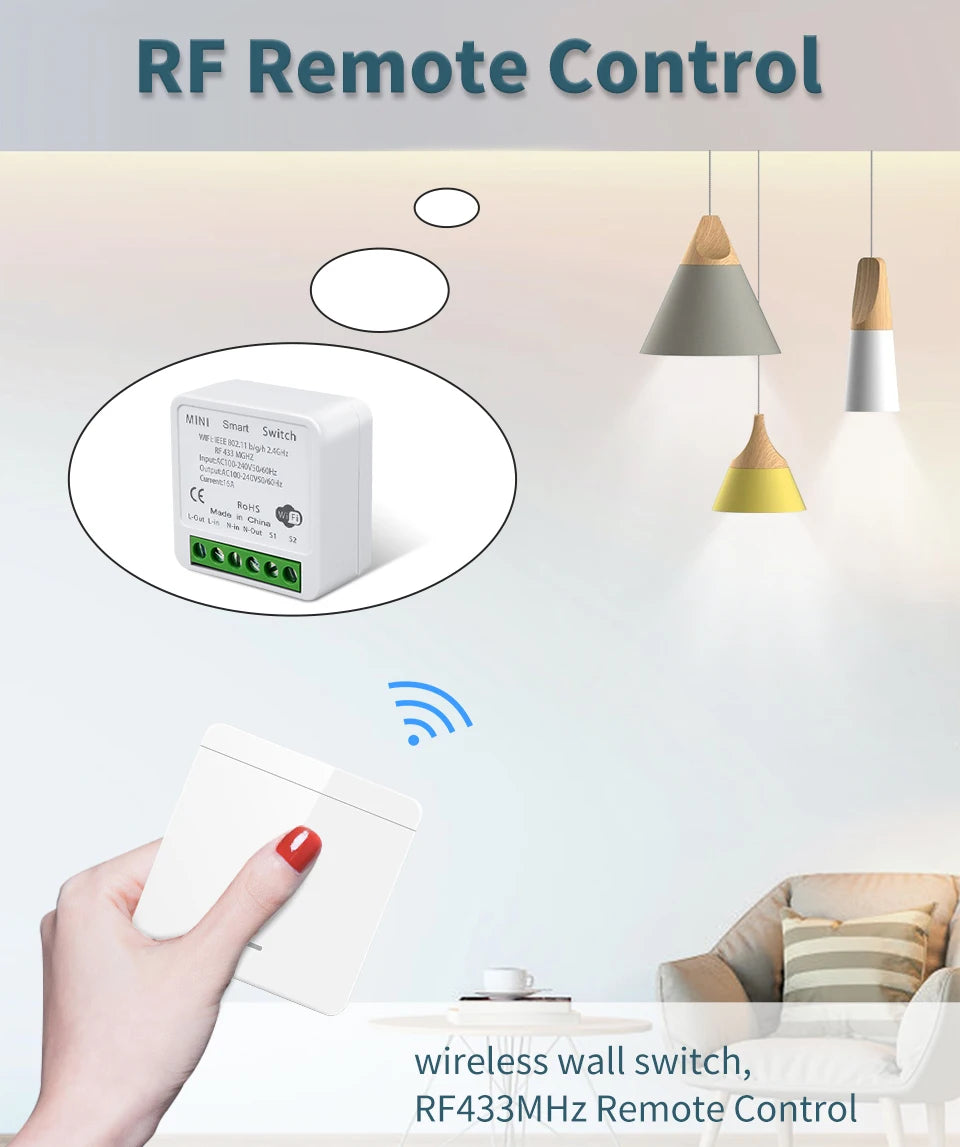 Tuya Smart WiFi Switch For Lighting RF 433MHz Wireless Switch Smart Life APP Voice Control Work With Alexa Google Home Alice