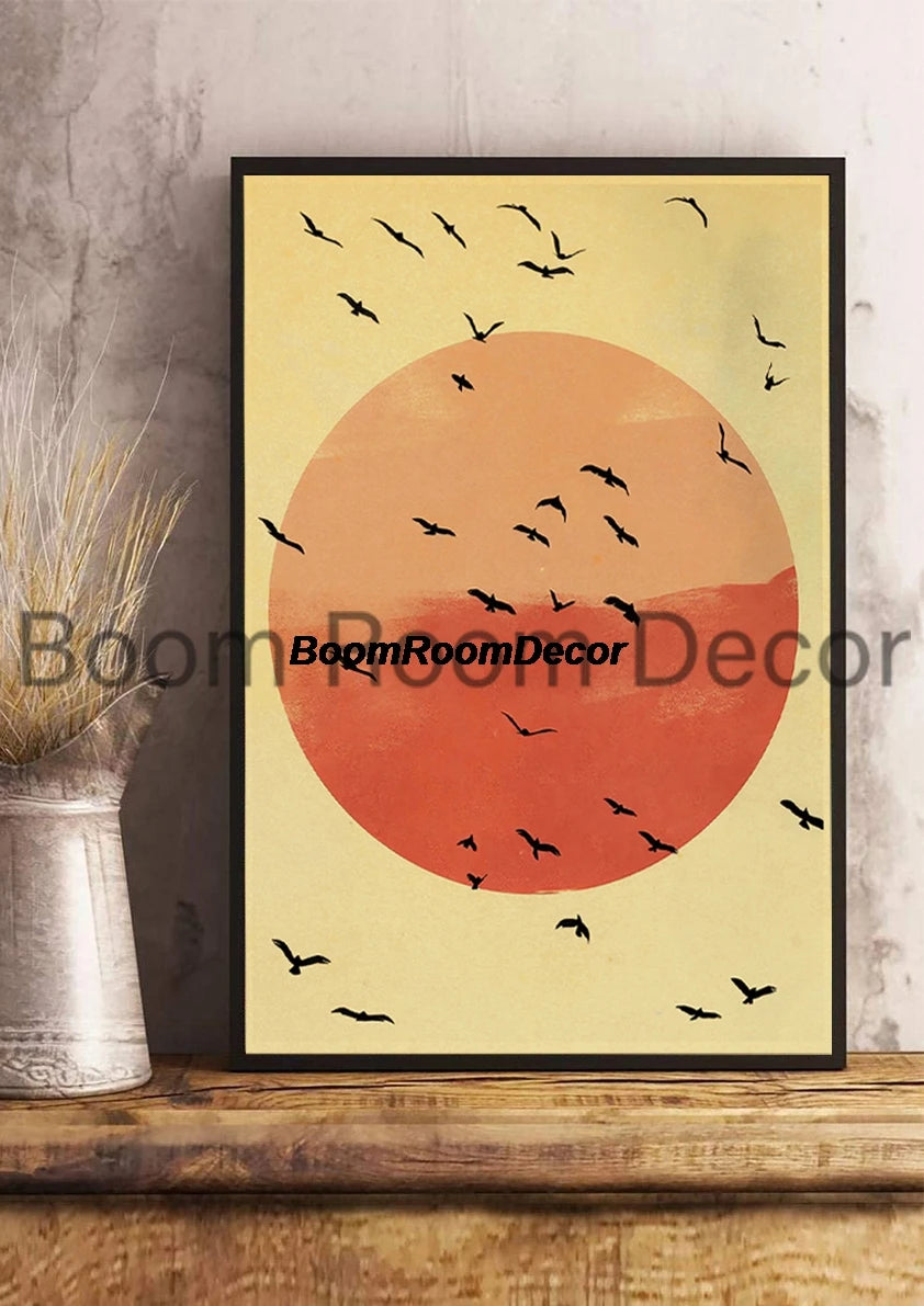 Retro Abstract Creative Poster Kraft Paper Nostalgia Canvas Prints Modern Landscape Coffee Bar Wall Art Posters Living Decor