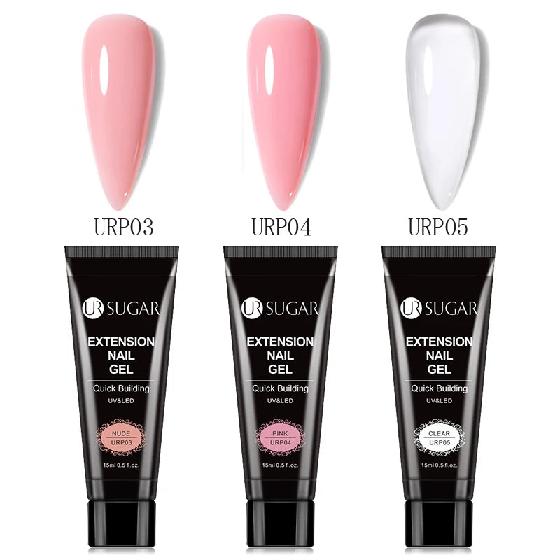 UR SUGAR 15ml Extension Gel Nail Polish Bright Nude White Clear Semi Permanent UV Hard Gel Nails Finger Prolong Gel Varnish Set