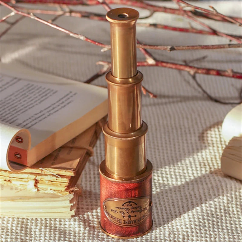 Retro Brass Monocular Telescope Study Desktop Ornaments Home Decoration Model Room Shooting Window Display Handmade Telescope