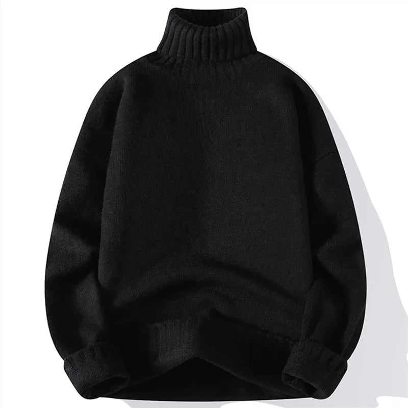 New Turtleneck Sweater Men Pullover Casual Solid Color Knitted Black Sweater Fashion Autumn Winter Men Clothing 2023 Sweater Man