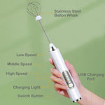 TINSOL Mini Portable Blender Electric Milk Frother Handheld Egg Beater USB Rechargeable Coffee Frother Kitchen Mixer